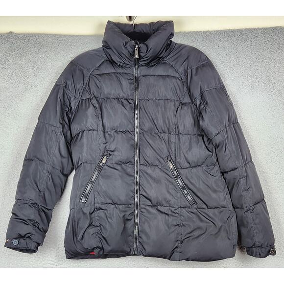 RAINFOREST Puffer Jacket Womens Large Black Softshell Lined Filled Zip Pockets - Picture 1 of 16